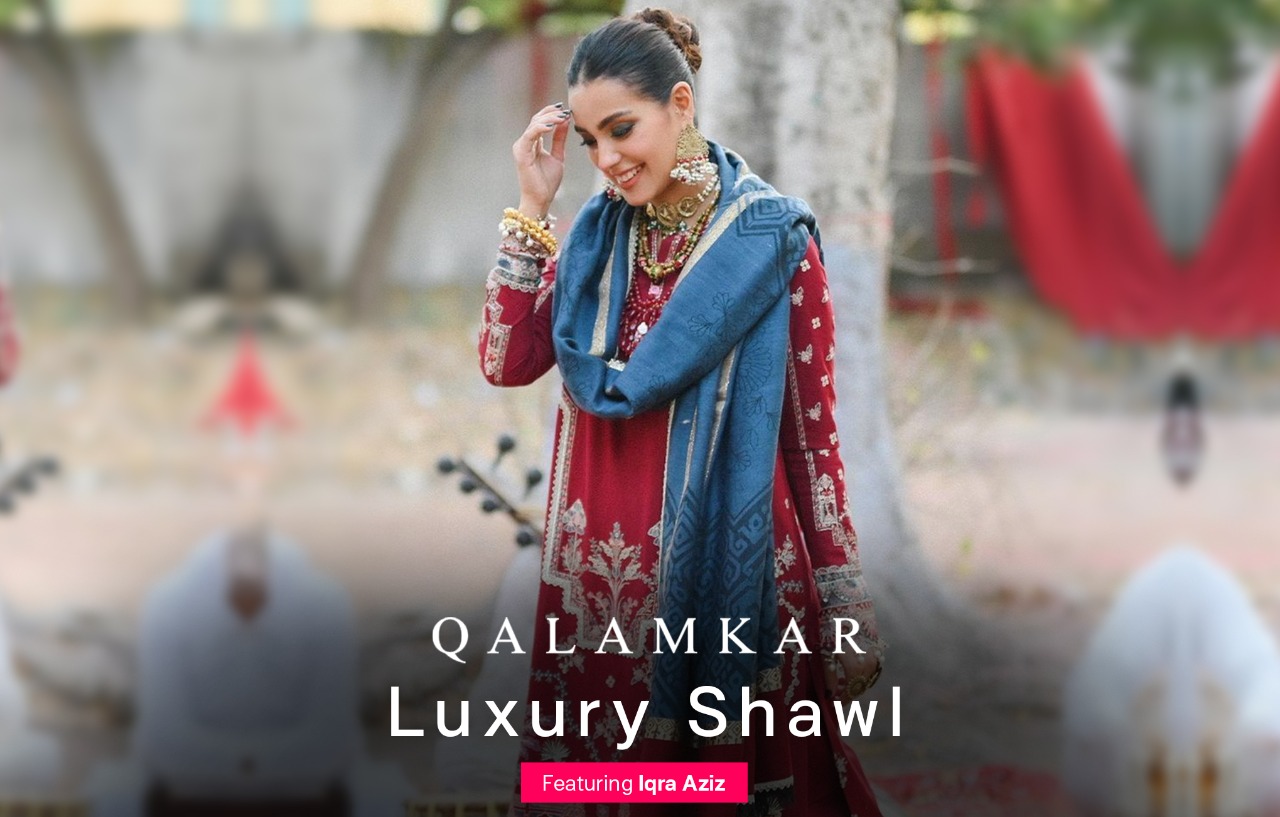 Qalamkar Luxury Shawl Collection Featuring Iqra Aziz